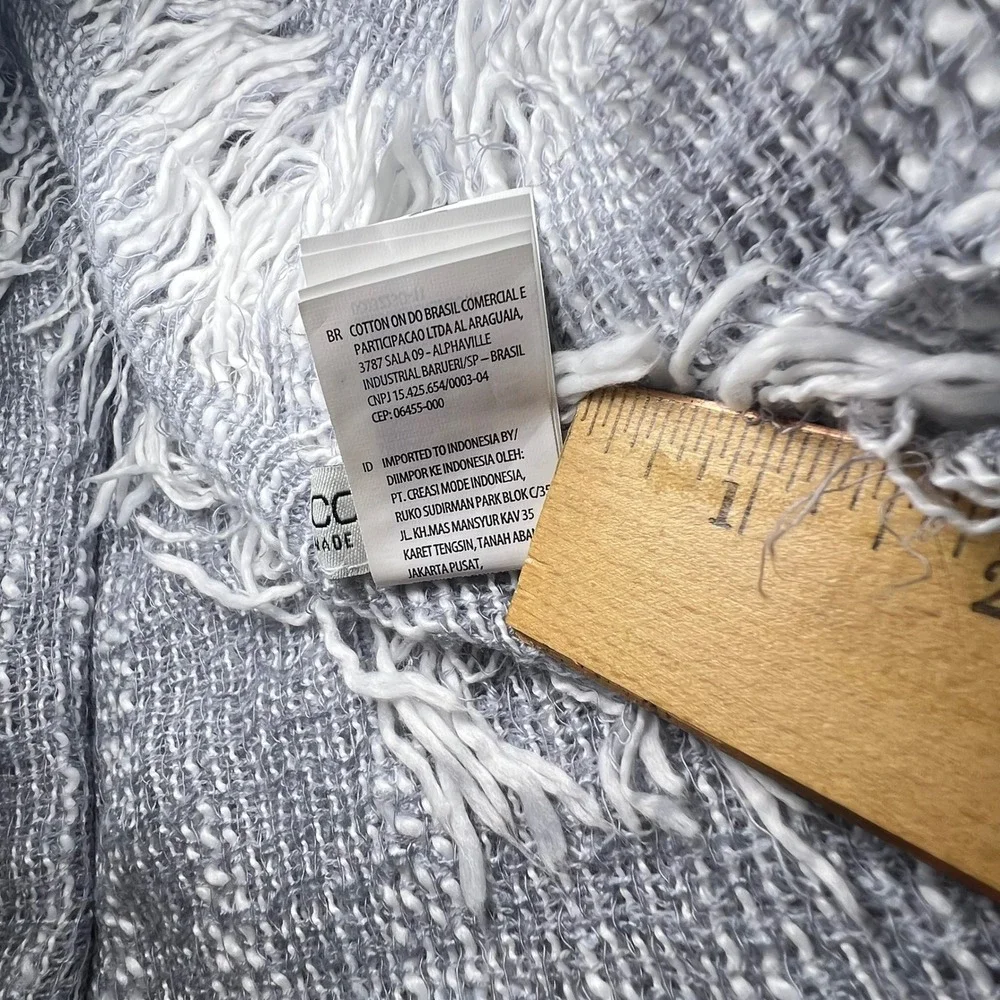 Cotton On Gray Woven Fringe Scarf Unisex Soft Minimalism Wrap Shawl Boho 61x67